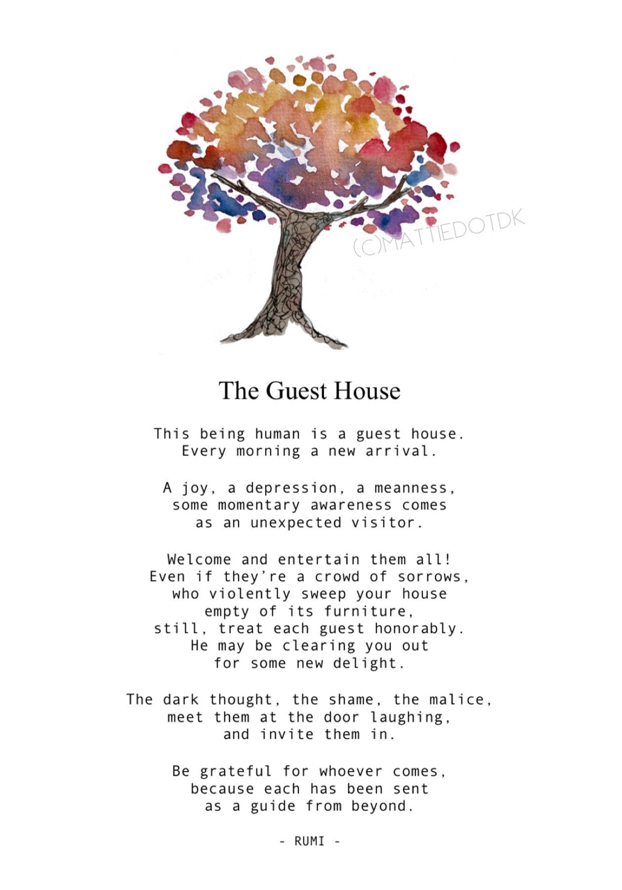 The Guest House By Rumi Instant Download Printable Everyday - Etsy Denmark
