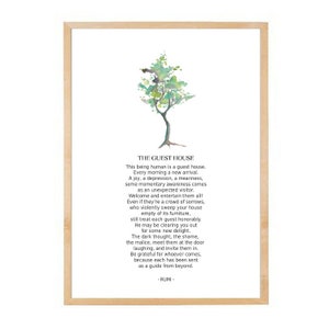 Das Gästehaus, Rumi-Gedicht, etwas zum Leben, Erinnerung, Spiritualität, Inspiration, rahmen Sie es als persönliches Bildgeschenk, Wanddekoration ein
