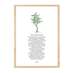 The Guest House, Rumi poem, something to live by, reminder, spirituality, inspiration, frame it for personal picture gift, wall decor