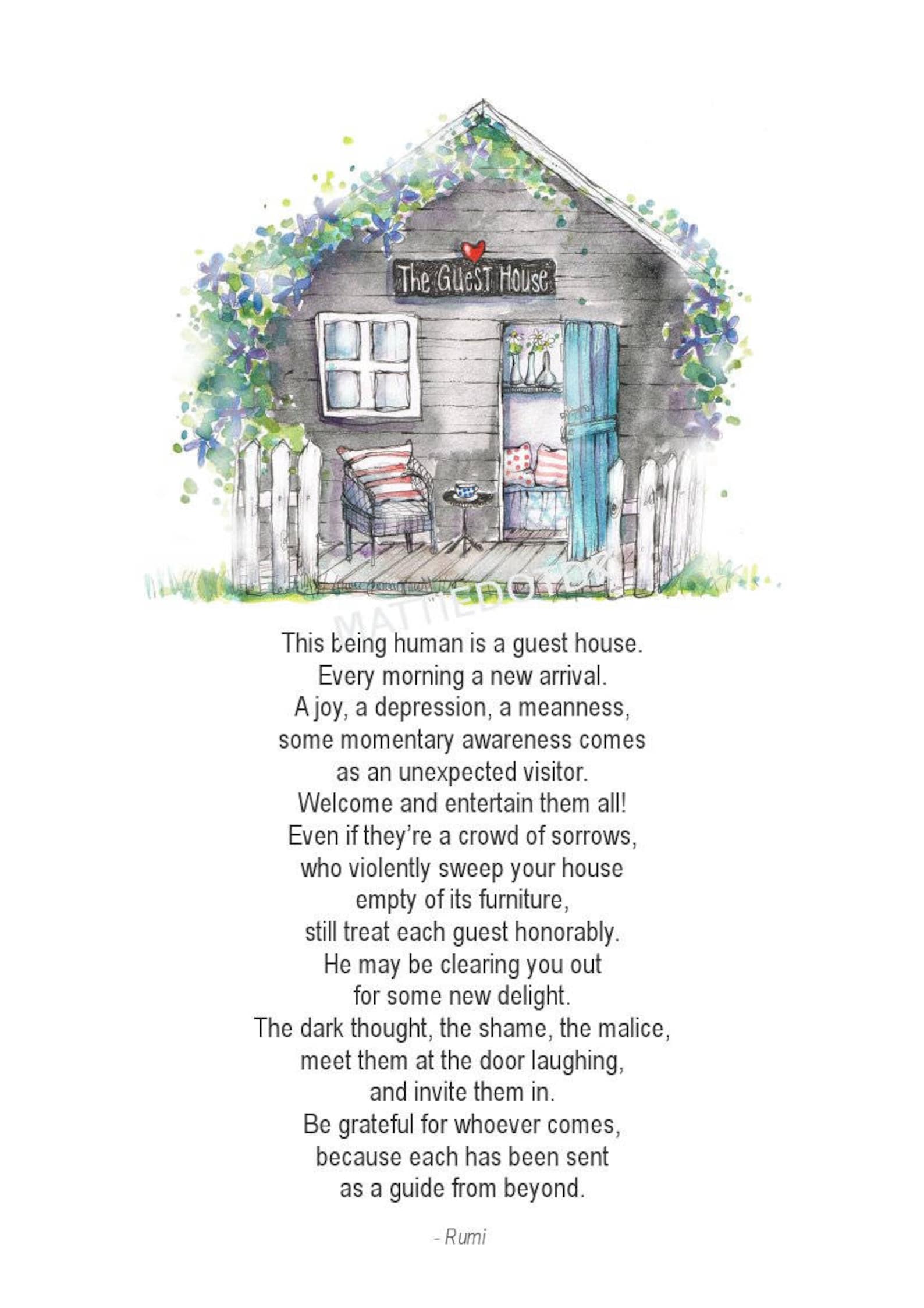 The Guest House by Rumi Poem Life and Heart Wisdom Soul Etsy