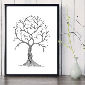 Árbol de huellas dactilares, descarga instantánea, imprimible, boda, libro de visitas, bautizo, baby shower, aniversario, cuadro de árbol, decoración del hogar