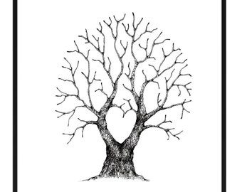 Fingerabdruck Baum, digital, sofort download, Hochzeit, Taufe, Babyshower, Jubiläum, Feier, Wanddeko, Baum, Babyshower