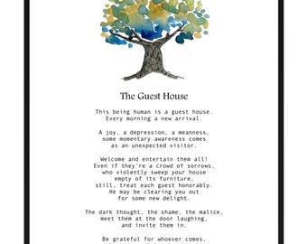 The Guest House van Rumi, direct downloaden, afdrukbaar, dagelijkse inspiratie, herinnering, fotocadeau, wanddecoratie.