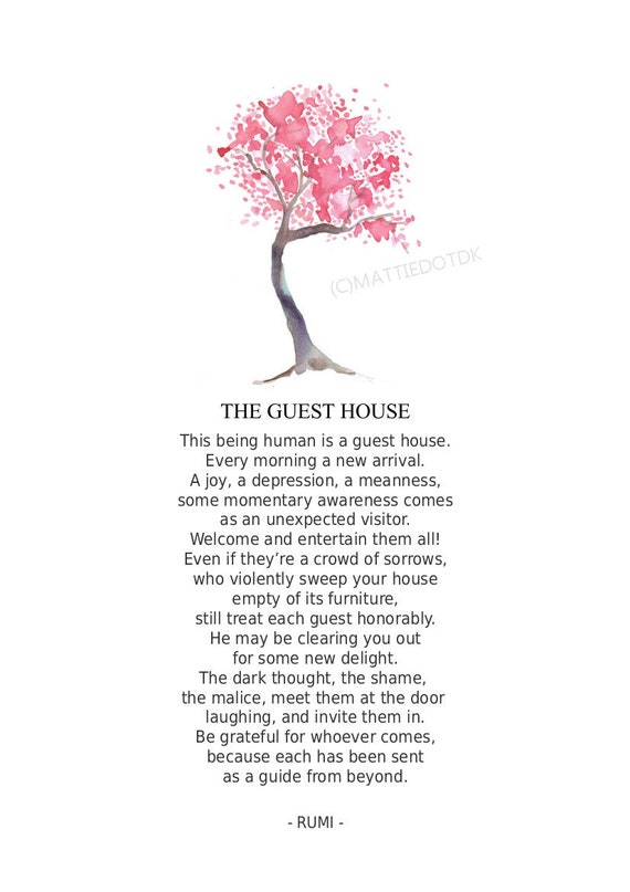 The Guest House Rumi Poem Something To Live By Reminder - Etsy Uk