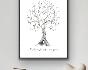 Danke Lehrer, Fingerabdruckbaum, printable, sofortiger Download, Dankbarkeit, Lehrer, helfen zu wachsen, dankbar, Dankbarkeit, Wohnkultur