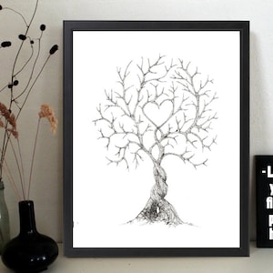 Vingerafdrukboom, direct downloaden, afdrukbaar, bruiloft, gastenboek, jubileum, vriendschap, boomfoto, kaarten, cadeaukaartjes, woondecoratie