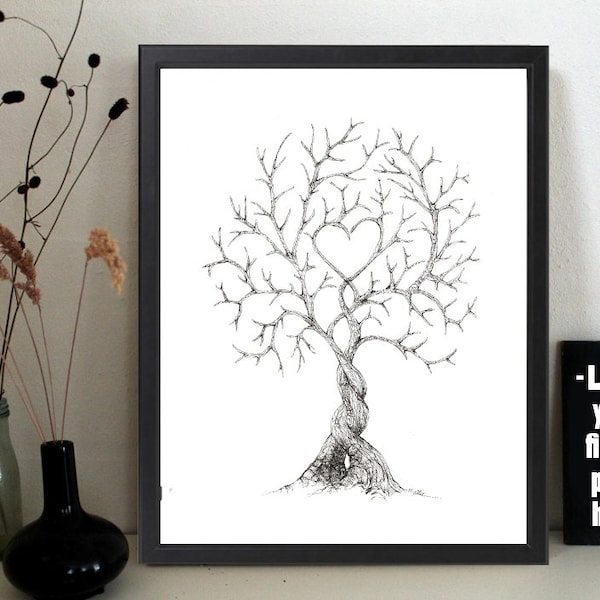Fingerprint tree, instant download, printable, wedding, guestbook, anniversary, friendship, tree picture, cards, gifttags, home decor