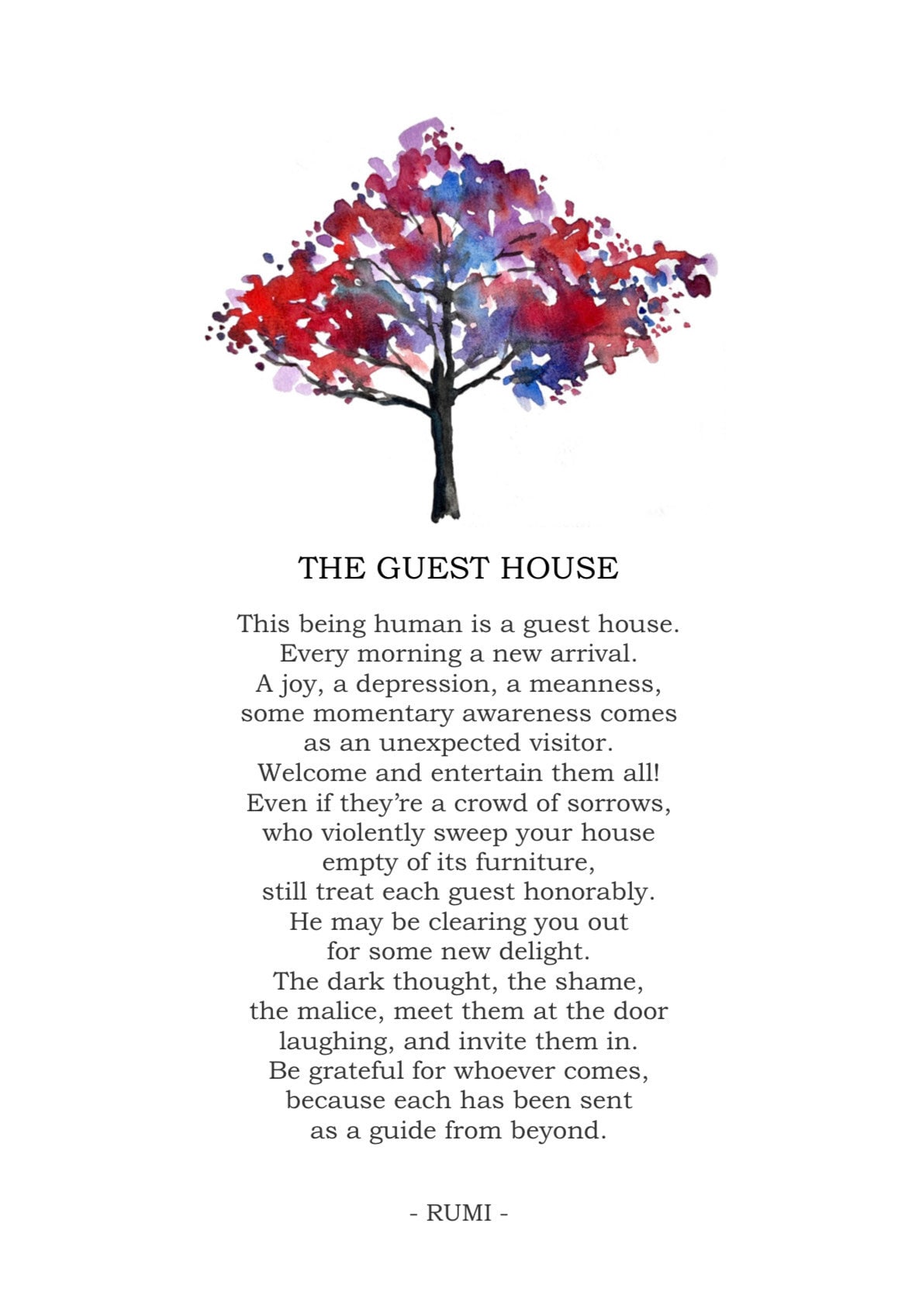 The Guest House by Rumi Instant Download Printable Everyday The Guest House by Rumi Instant Download Printable Everyday