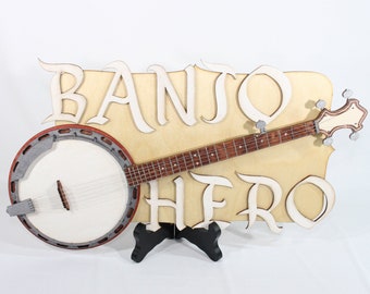 Banjo Hero Sign: Laser Cut Baltic Birch Wood Art