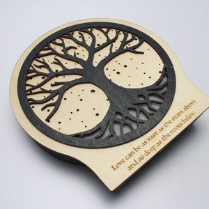 Tree of Life - with quote - Lit Wooden Circle Sign