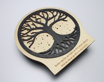 Tree of Life - with quote - Lit Wooden Circle Sign