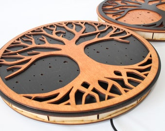Tree of Life - Lit Wooden Circle Sign
