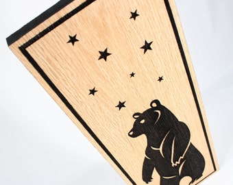 カスタマイズ可能な素朴なロッジブラックベア木製看板 | 本物の木材に