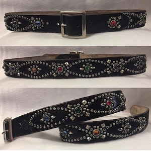 Studded jeweled rockabilly motorcycle belt