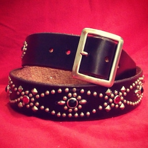 Studded jeweled rockabilly motorcycle belt