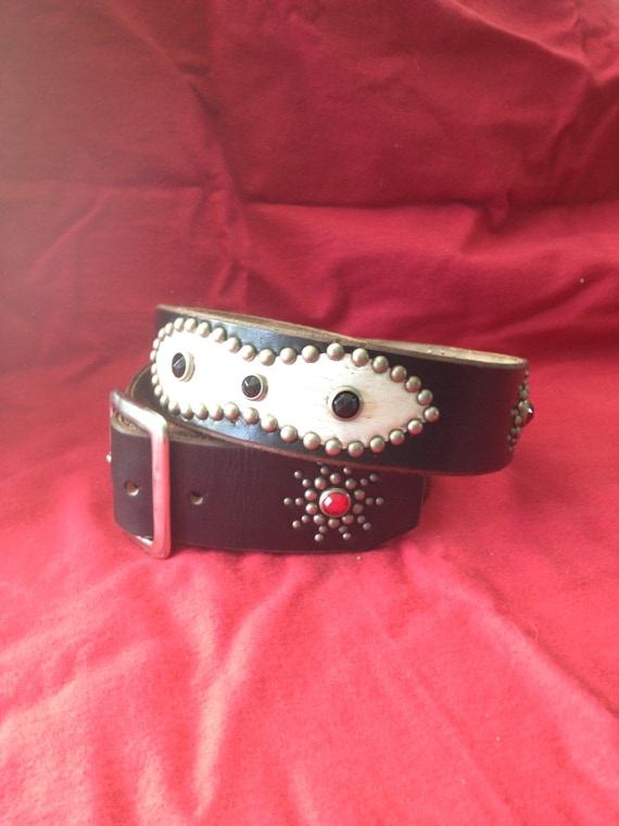 Handmade studded, jeweled, rockabilly, western, motorcycle belt Handmade studded, jeweled, rockabilly, western, motorcycle belt