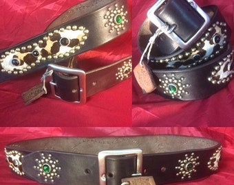 Handmade studded, jeweled, rockabilly, western, motorcycle belt