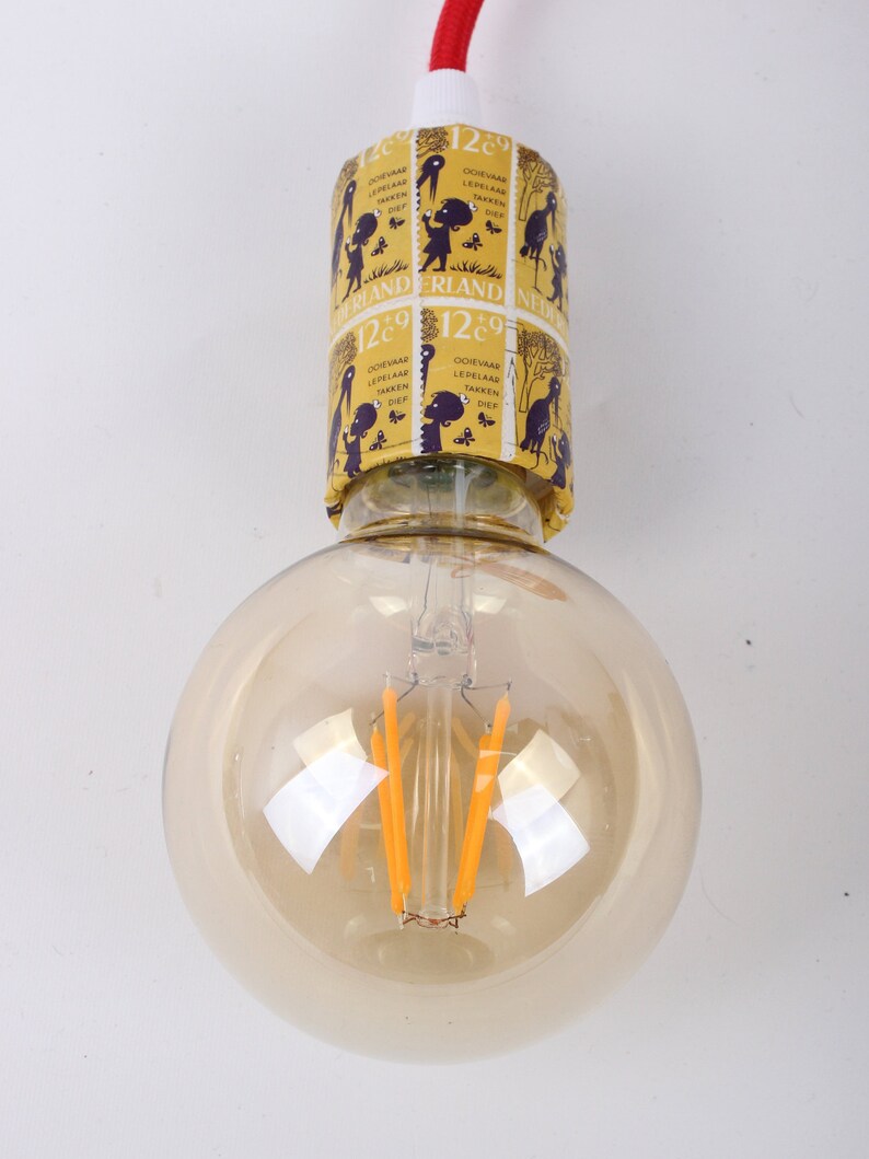 Unique Yellow Handmade Vintage Retro LED Pendant Hanging Lamp Dutch Design Lighting Creative Birthday Gift Stork Child