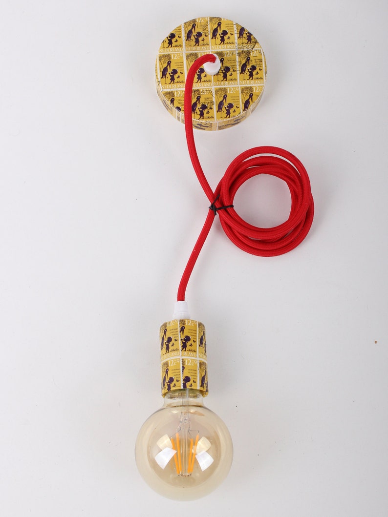 Unique Yellow Handmade Vintage Retro LED Pendant Hanging Lamp Dutch Design Lighting Creative Birthday Gift Stork Child