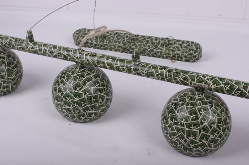 Plafoniere Retrò : Retro green plafoniere with balls etsy