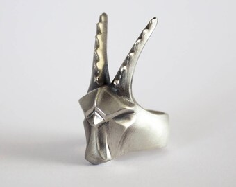 Anillo de Capricornio, regalo de Capricornio, anillo de cabra, nacido en enero, joyería de cabra, anillo del zodiaco, anillo de animal