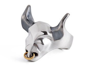 カウ　ブルズ　bulls 牛 モチーフ　シルバー925 スタイリングシルバー スターリングシルバーの雄牛の指輪：動物のジュエリー、牛の