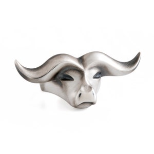 Buffalo Ring, African buffalo ring, silver bull, silver horns, animal jewelry, large bull ring, horns jewelry, Christmas gift