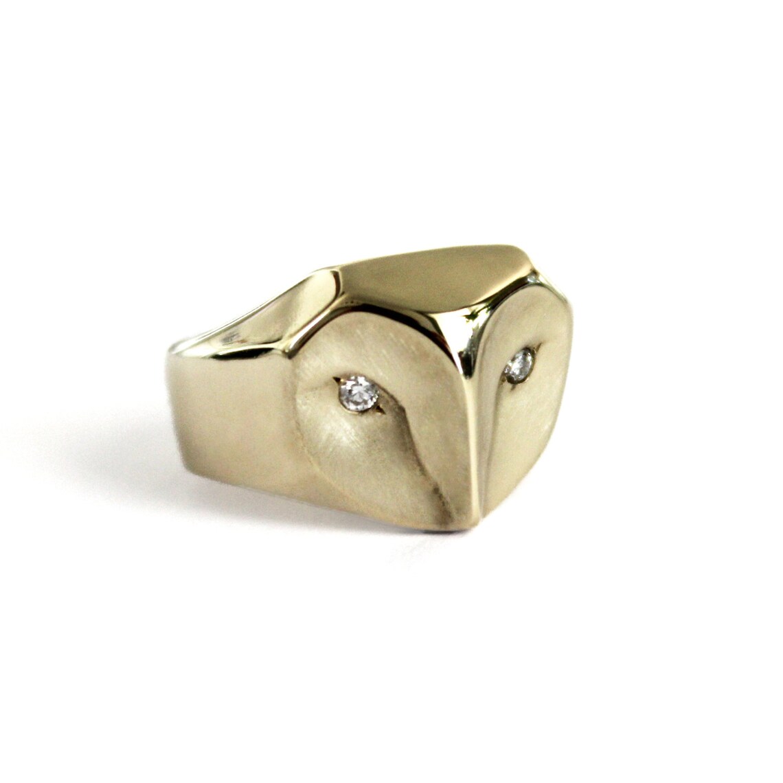 14K Gold Owl Ring With Diamonds, Animal Engagement Ring - Etsy