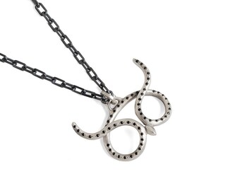 Sterling Silver Owl Necklace, Black Spinel Pendant, Handmade Jewelry