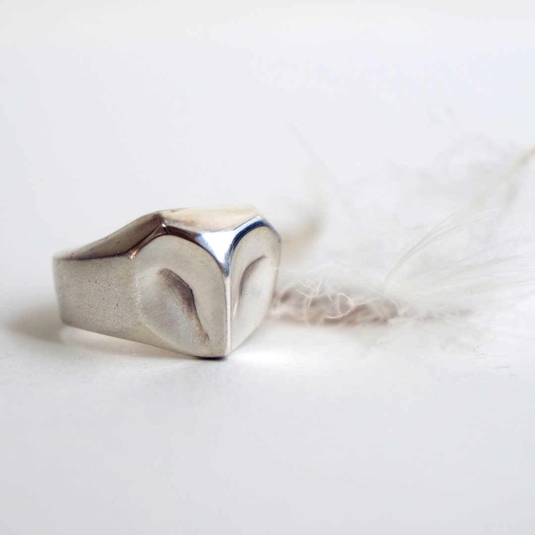 Geometric Barn Owl Ring, Oxidized 925 Silver, Unisex - Etsy