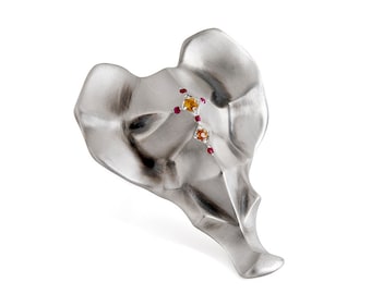 Sterling Silber Elefant Ring, Rubin Saphir Akzent, Ganesha Schmuck