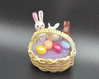 1:12 Easter basket with bunny and eggs