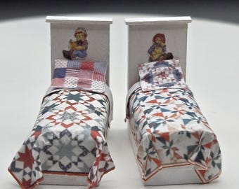 Kit de cama individual Raggedy Ann o Andy a escala 1:48