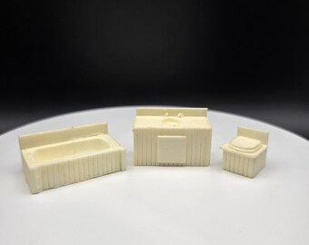 Conjuntos de baño o dormitorio a escala 1:48, de resina moldeada sin acabado.