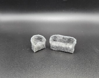 Sofá y sillón a escala 1:48 en gris