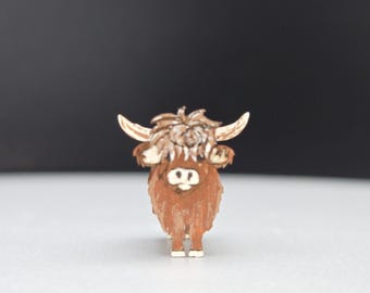 Jardinera miniatura Highland Cow terminada