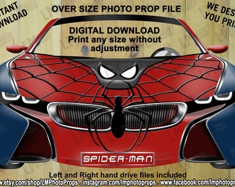 INSTANT DOWNLOAD, Superhero Inspired BMW i8 Concept Car File, Large PhotoProp File, Superhero Theme, Spider Inspired Theme Party, Comic hero