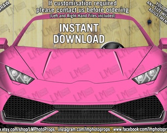 INSTANT DOWNLOAD, Lambo Aventador Lp700 Inspired, Hot Pink Lamborghini Style, PhotoBooth, Extra Large Car File, Printable File, Classic Car