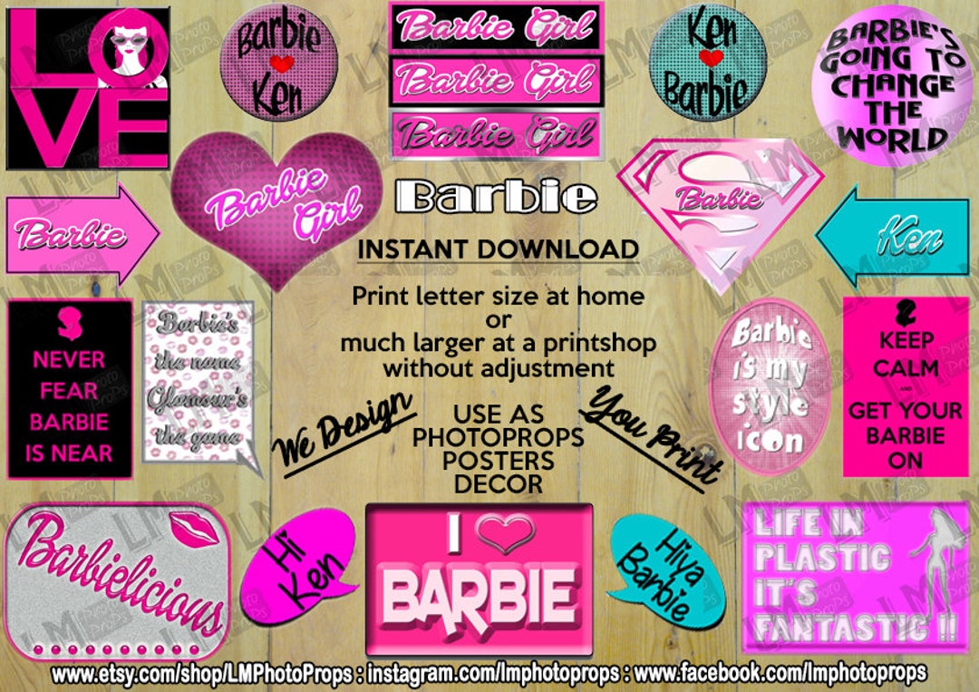 Photo Props, Barbie Theme, Extra Large Photo Props, INSTANT DOWNLOAD, Prop Fun, Photo Props