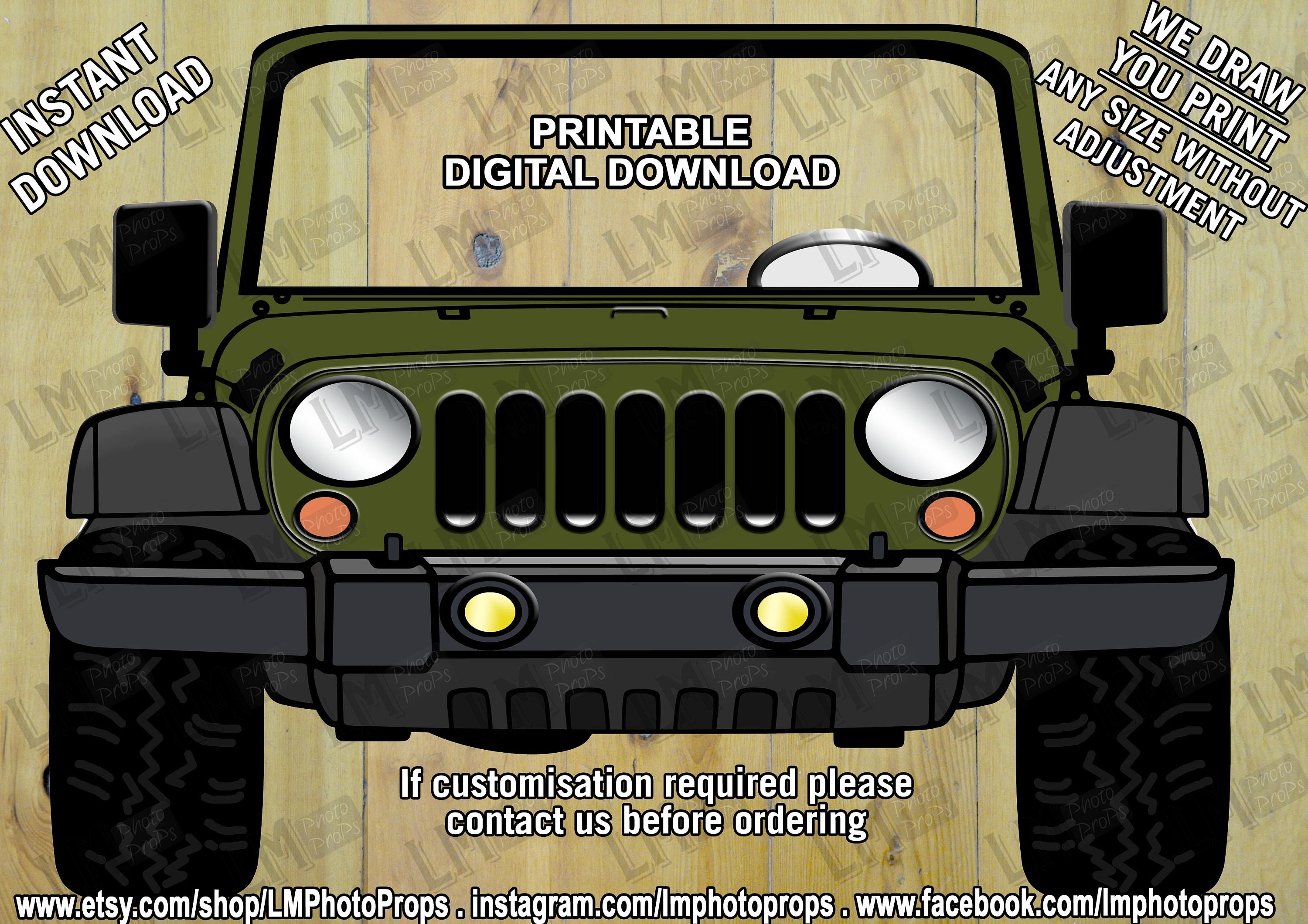 Giant Car Prop Army Green off Road Car Photobooth INSTANT | Etsy Canada