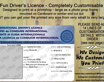 Driving Licence, Driver's Licence, DIY, Digital Download File, Customisable, Party, Photo prop File, Photo Frame File, Photo Booth, car