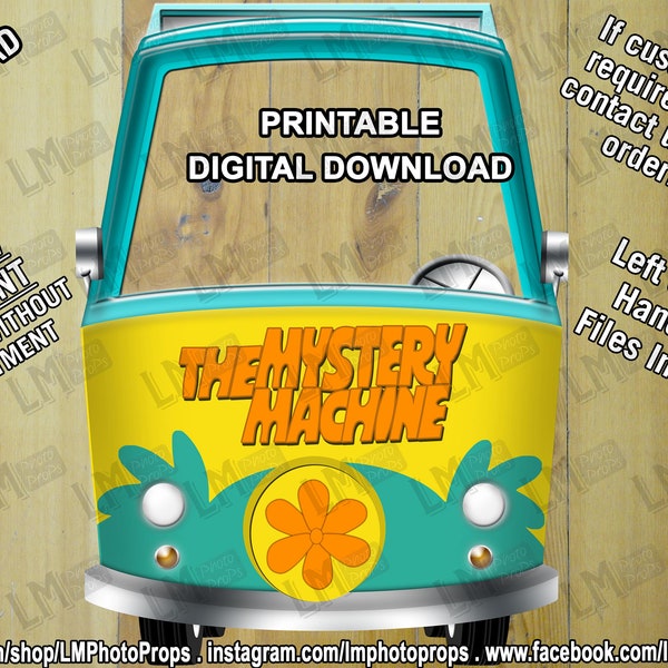 Extra Large Photo Prop, Scooby Doo Theme, INSTANT DOWNLOAD, Cartoon Inspired Camper File, Retro, Movies, Photobooth, TV Character, Campervan