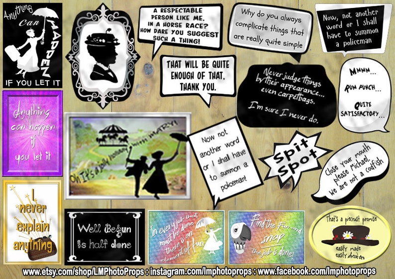 Movie Party Printables Movie Props Printable Mary Poppins Theme Party Decor Party Printables Party INSTANT DOWNLOAD Movie Inspired