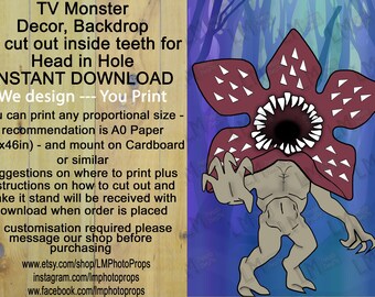 Hole in head, Decor, TV Monster, INSTANT DOWNLOAD, Printable, Monster Back drop, Stand In Prop, Photobooth, Prop File, diy, Monster Party