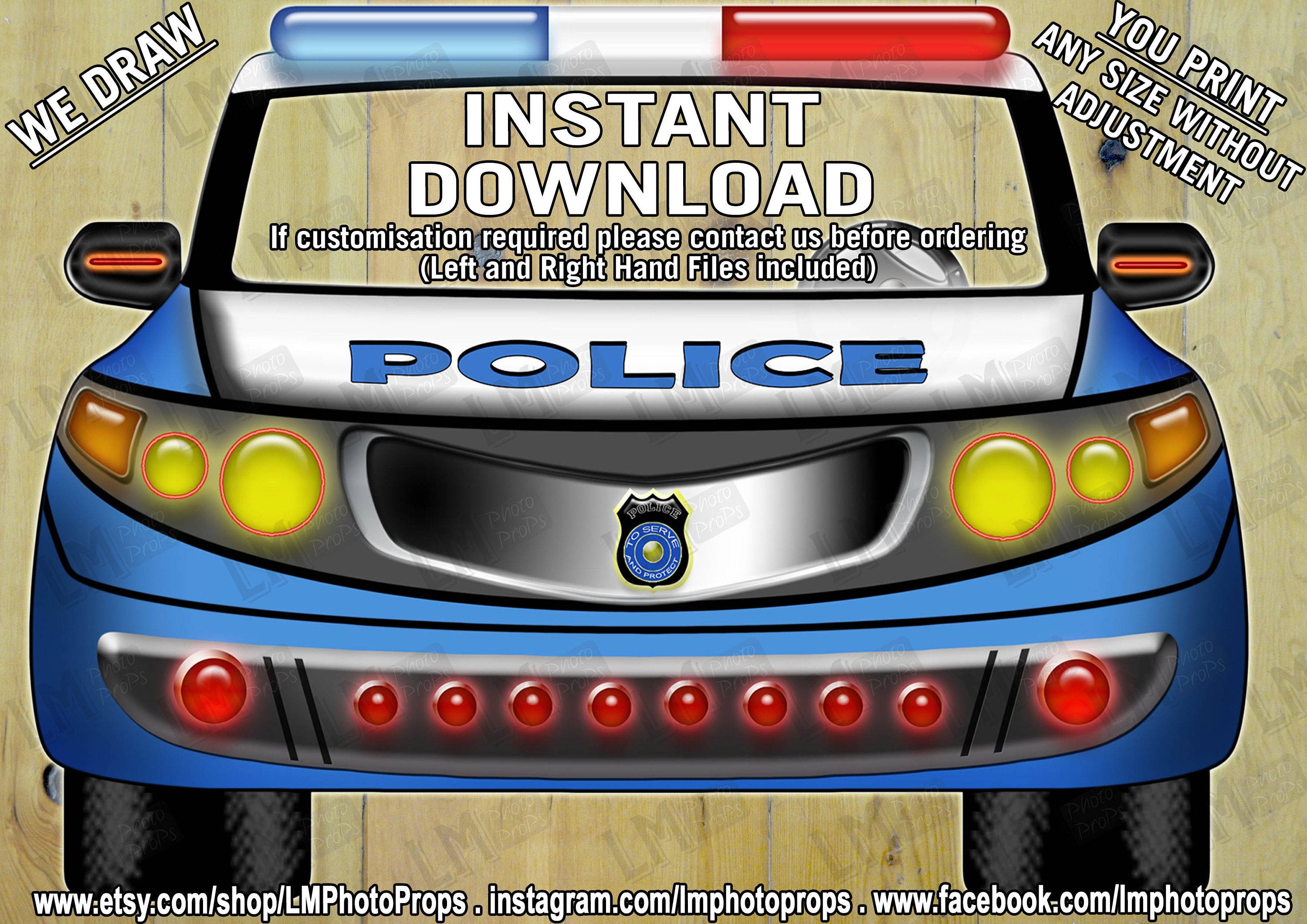 Police Car Photo Prop File Car Prop File Police Photobooth | Etsy