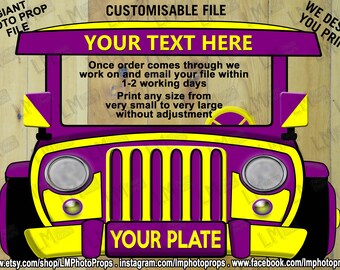 CUSTOMISABLE Text, Jeepney, Dyipni, Purple Yellow TV, Philippines, Mabuhay, Download, Theme Party, PRINTABLE Prop File, 4x4, Digital File