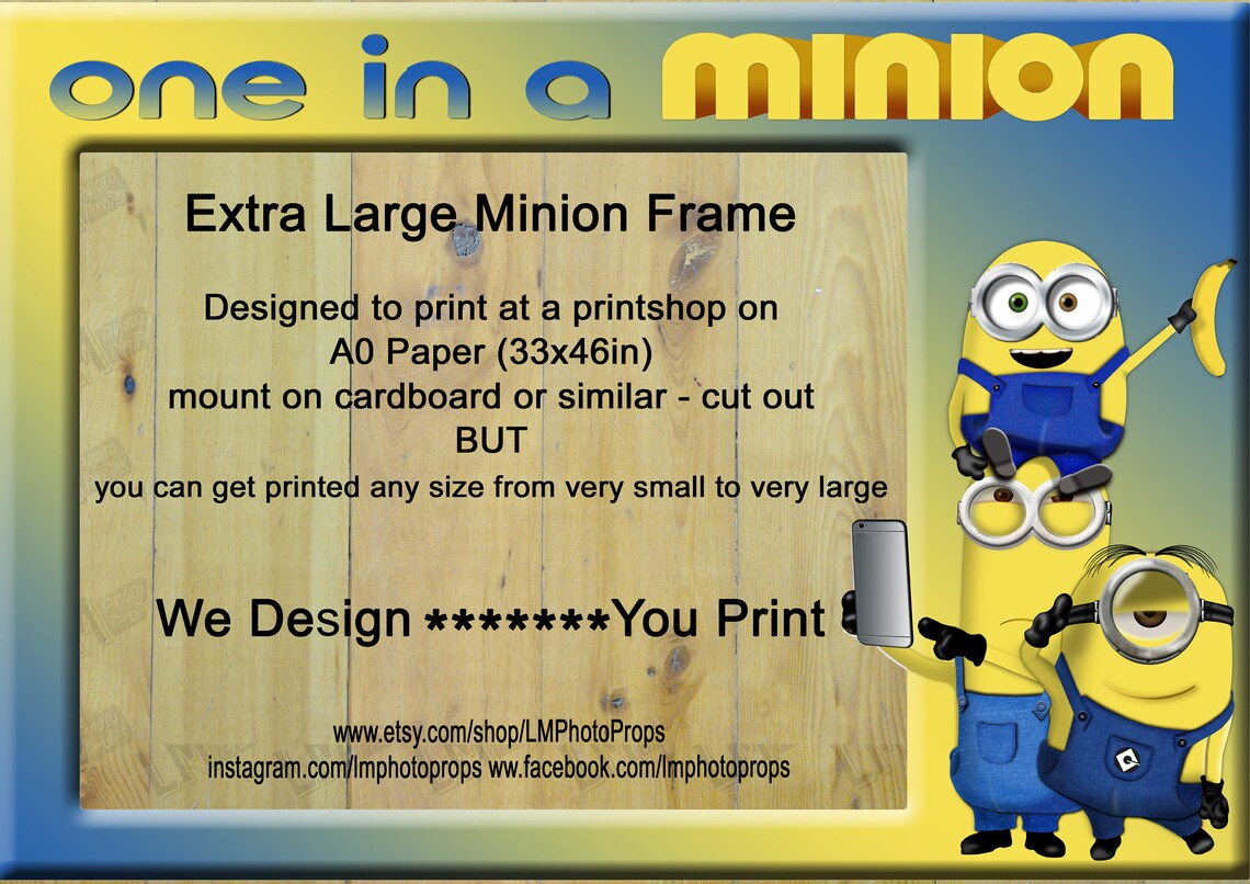 Minion Theme Frame Giant Frame Prop INSTANT DOWNLOAD | Etsy