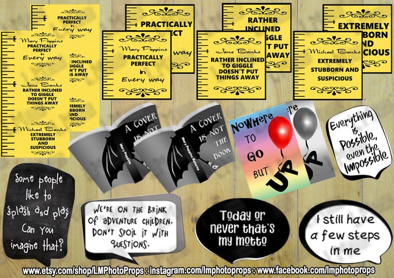 Movie Party Printables Movie Props Printable Mary Poppins Theme Party Decor Party Printables Party INSTANT DOWNLOAD Movie Inspired