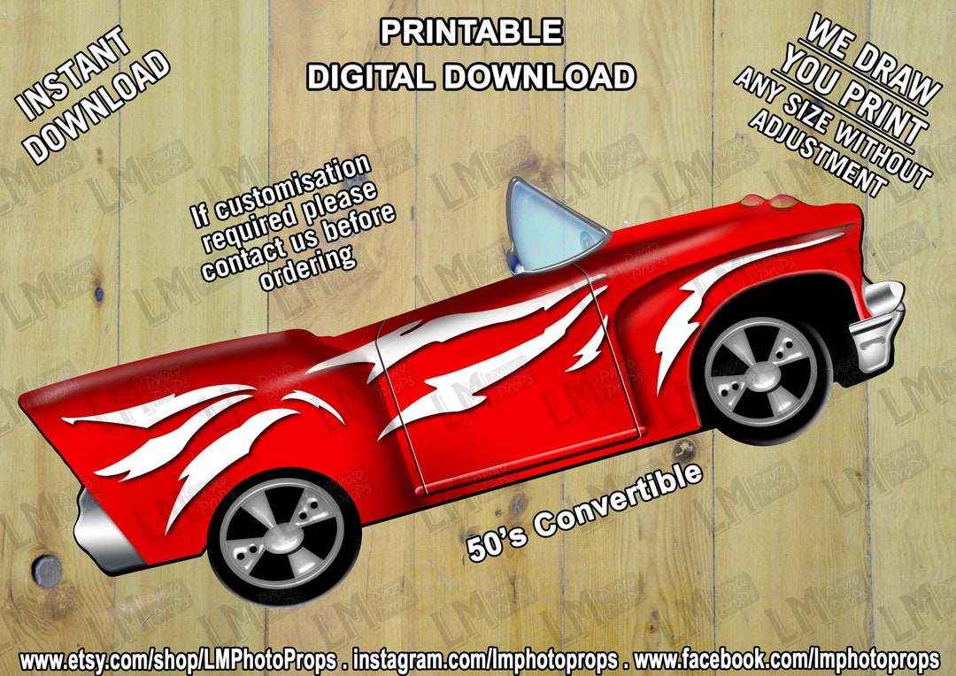 Car Prop, Giant Car Prop, 50s and 60s, INSTANT DOWNLOAD, Fifties