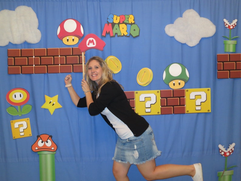 Super Mario Style, Vintage Arcade Game Photobooth Props Files, Super Mario Theme, INSTANT DOWNLOAD, DIY, Printable Props, Party photo Prop image 2